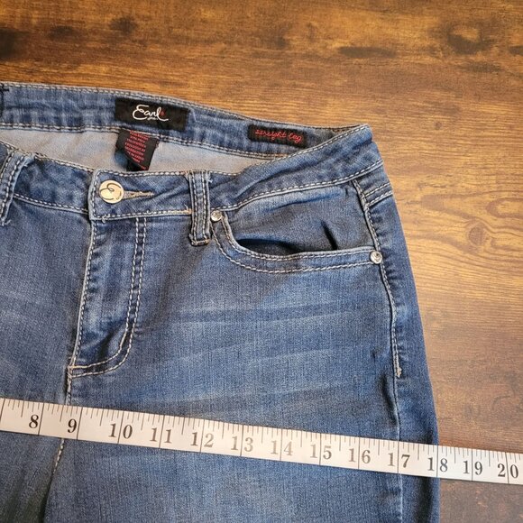 Earl Jeans Womens 10 Straight Leg Embellished Button Flap Mid Rise Medium Wash - Picture 7 of 11